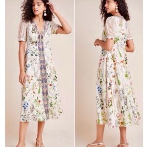 Geisha Designs Anthropologie Donna Floral Midi Dress, Size Large